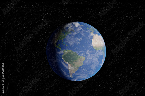 Living earth planet world american continent floating in the immensity