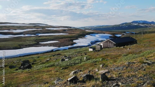 Tranquil Scene Of Sylarna Mountains In Jamtland, Sweden With View Of Sylarna Mountain Cabin At Daytime - timelapse photo