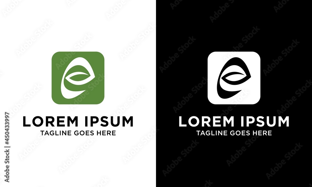 letter E leaf icon, logo vector template illustration Stock Vector ...