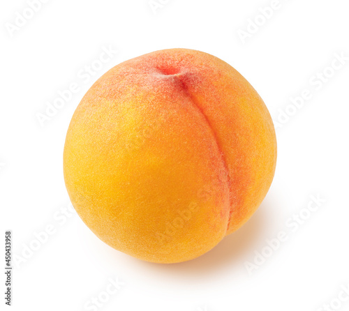 Yellow peaches on a white background