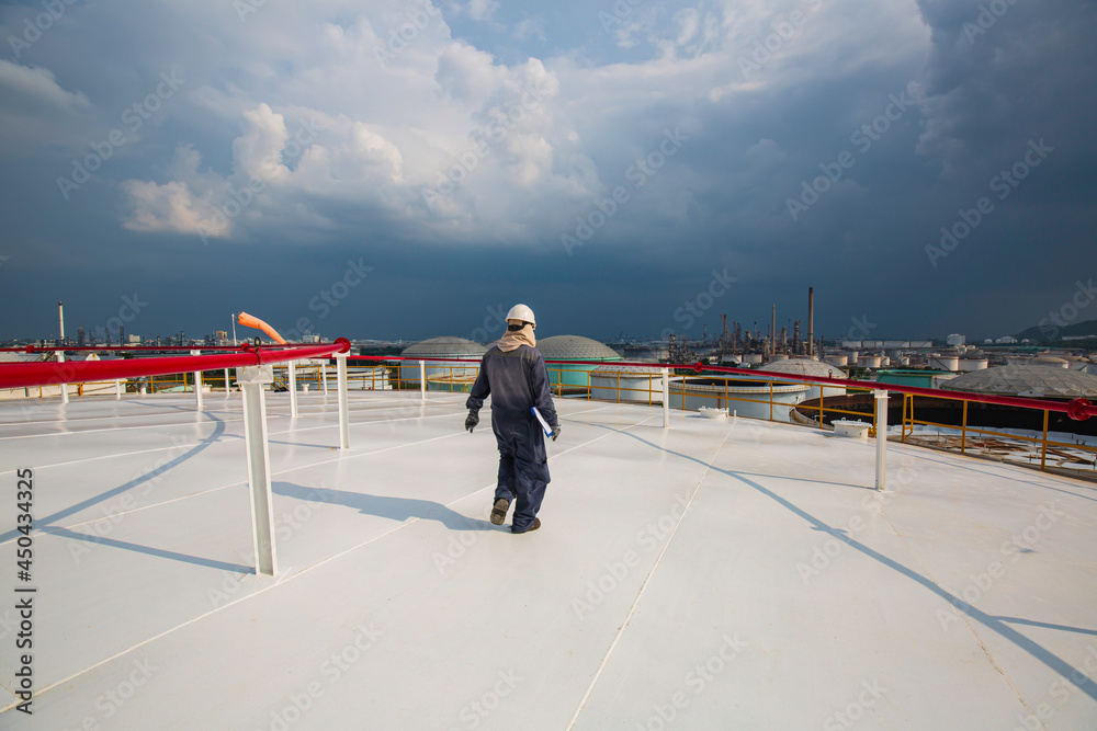 Male worker are for inspection roof plate top