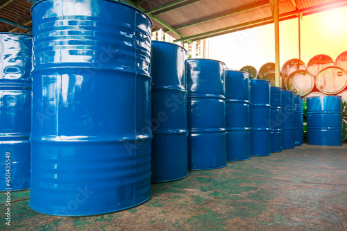 Oil barrels blue or chemical drums © chitsanupong