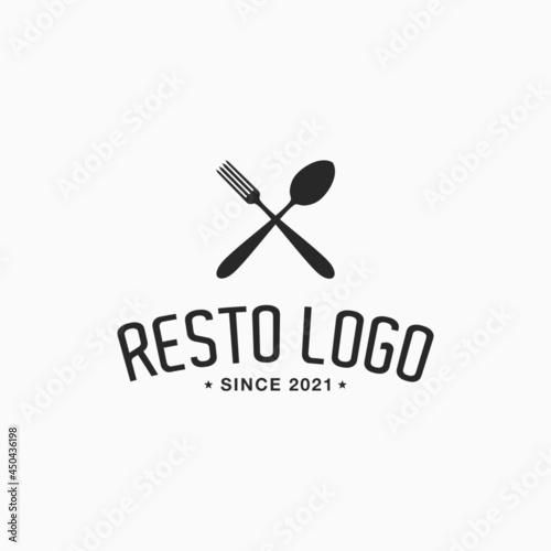 Silhouette of spoon with fork, for Resto and Restaurant logo design template