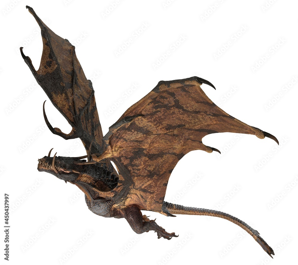 Fantasy dragon isolated on white 3d illustration Fantasy dragon isolated on white 3d illustration