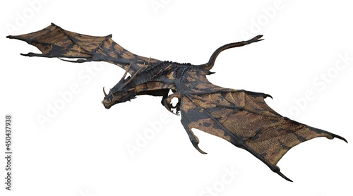 Fantasy dragon isolated on white 3d illustration