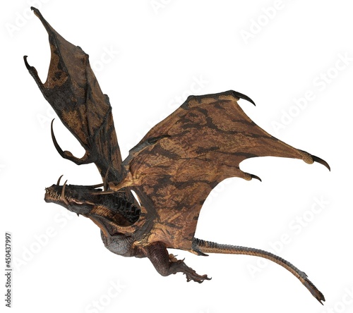 Fantasy dragon isolated on white 3d illustration