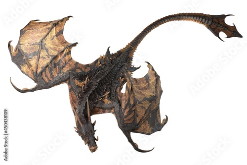 Fantasy dragon isolated on white 3d illustration