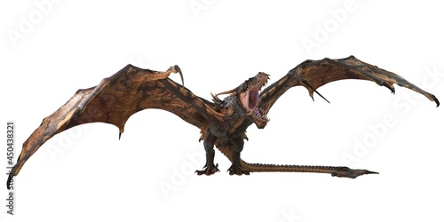 Fantasy dragon isolated on white 3d illustration