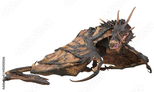 Fantasy dragon isolated on white 3d illustration