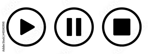 Play, pause and stop buttons