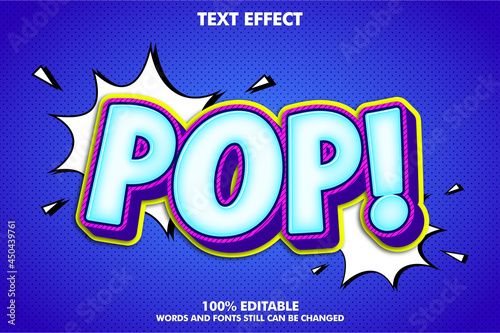 Cool pop art editable text effect for comic cartoon design concept