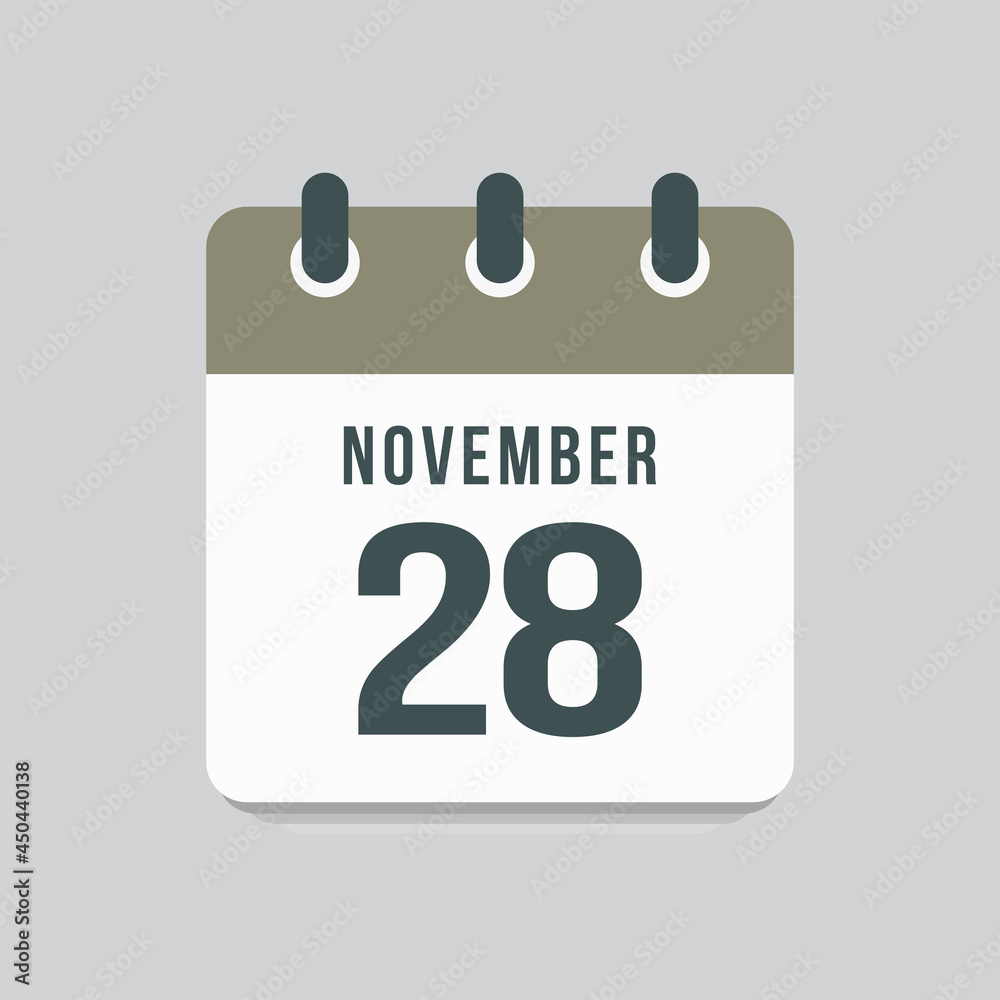 Icon day date 28 November, template calendar page Icon day date 28 November, template calendar page