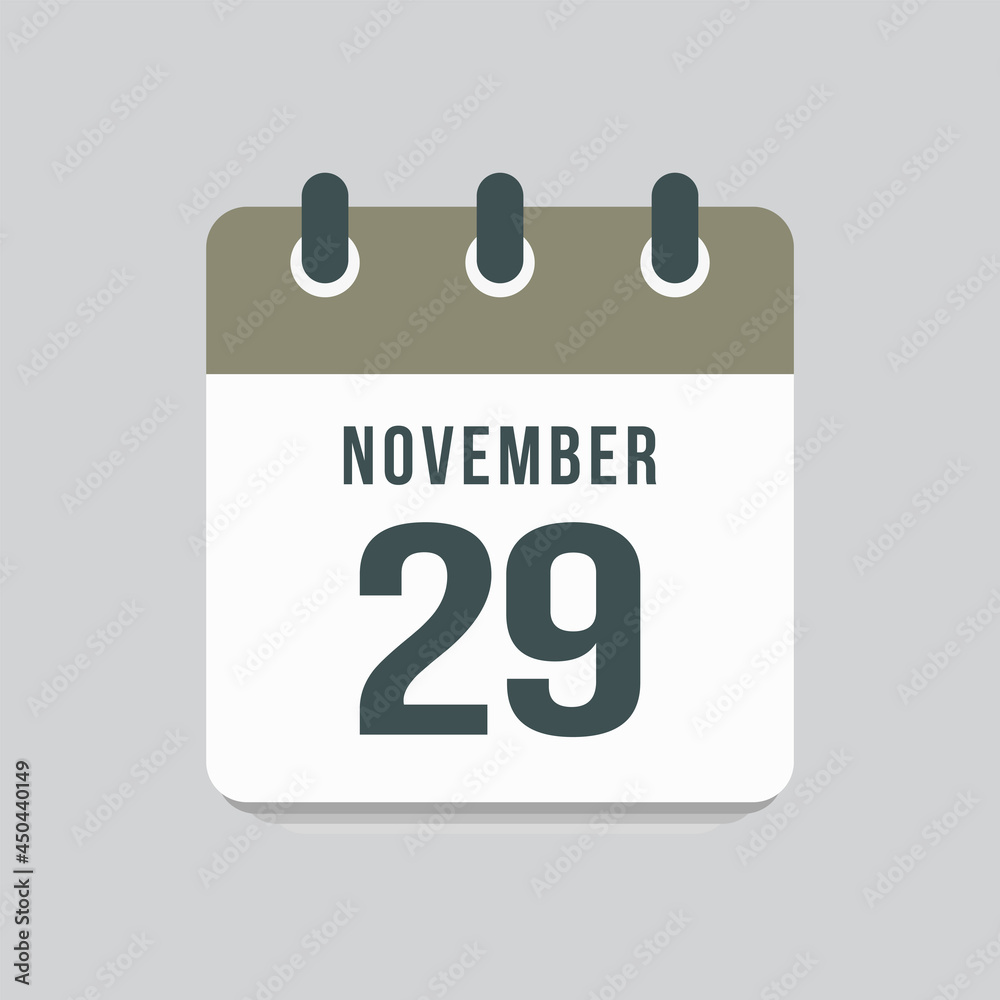 Icon day date 29 November, template calendar page Icon day date 29 November, template calendar page