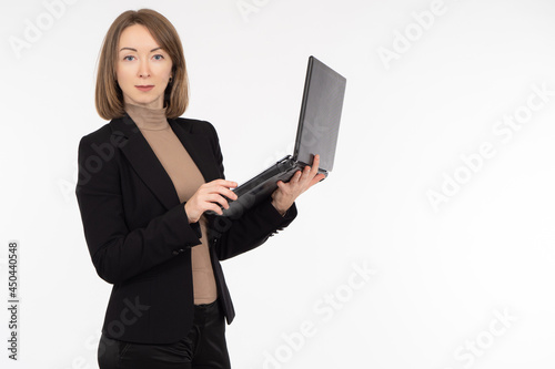 The businesswoman holds a l...