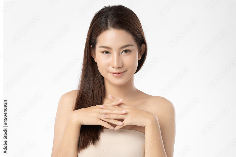 Beautiful young asian woman with clean fresh skin on white background, Face care, Facial treatment, Cosmetology, beauty and spa, Asian women portrait. Beautiful young asian woman with clean fresh skin on white background, Face care, Facial treatment, Cosmetology, beauty and spa, Asian women portrait.