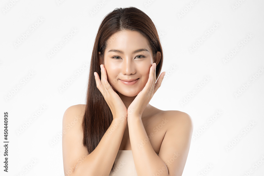 Beautiful young asian woman with clean fresh skin on white background, Face care, Facial treatment, Cosmetology, beauty and spa, Asian women portrait. Beautiful young asian woman with clean fresh skin on white background, Face care, Facial treatment, Cosmetology, beauty and spa, Asian women portrait.