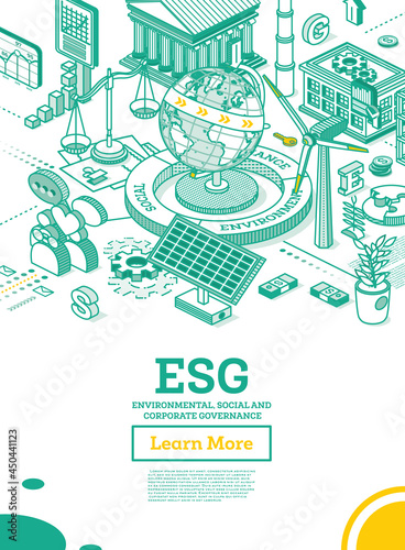 ESG Concept of Environmental, Social and Governance. Globe Model of the Earth.