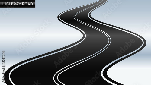 Highway road in dark grey and silver gradient color. Vector illustration