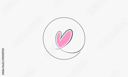 heart line circle logo isolated on white background.
