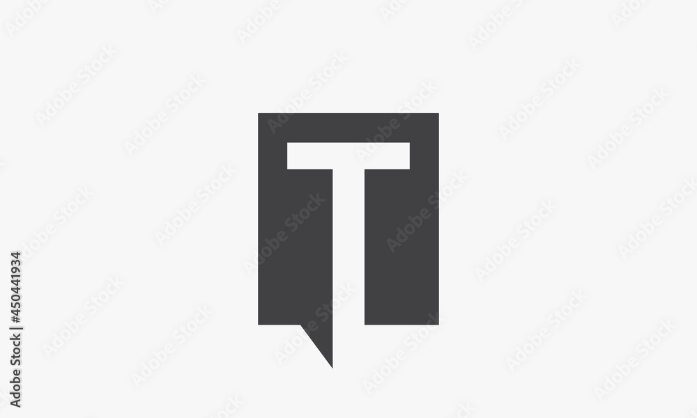 square negative space letter T logo isolated on white background. square negative space letter T logo isolated on white background.