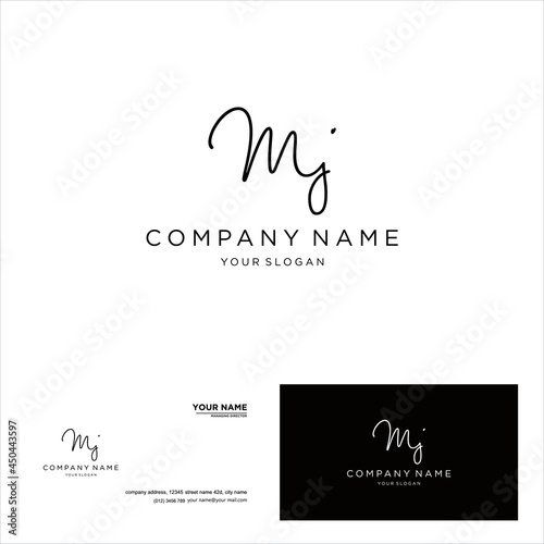 creative simple logo design letter mj script