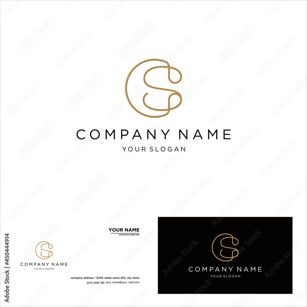 creative simple logo design letter cs or sc