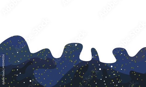 Cosmos background. Starry sky landscape. Bottom frame. Flat style. Cartoon design. Vector