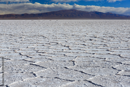 The Salinas Grandes salt flats on the high Andean altiplano of Jujuy province, northwest Argentina photo
