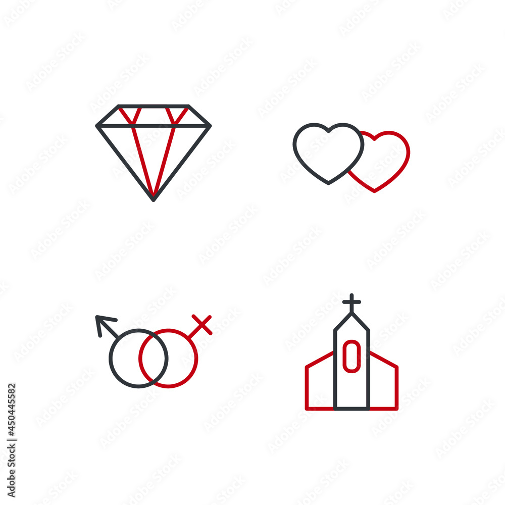 wedding set icon, isolated wedding set sign icon, vector illustration