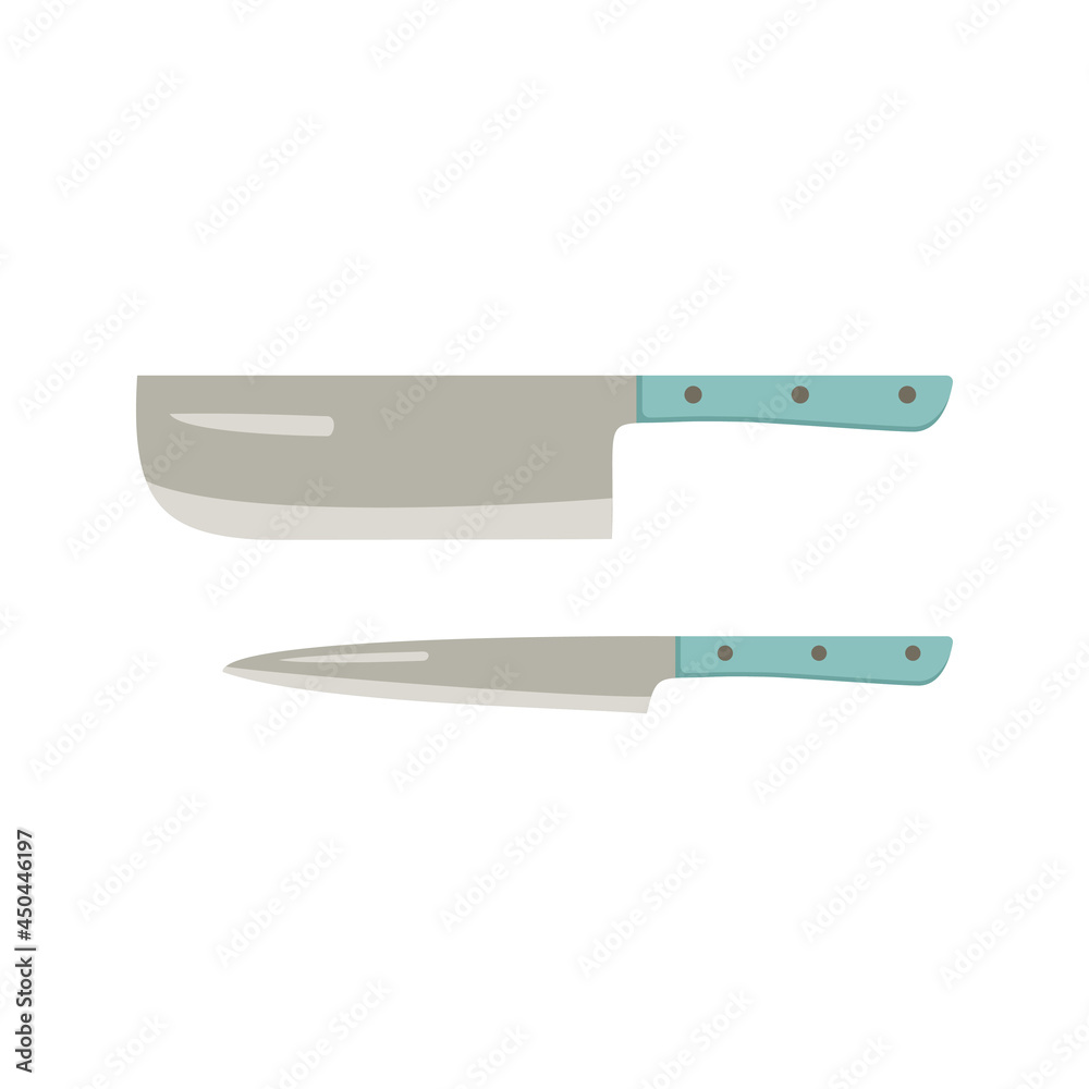 Set of kitchen knives. Items for cooking meat, fish and other products Set of kitchen knives. Items for cooking meat, fish and other products