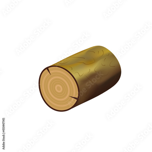 Wood log emoji vector icon isolated on white background. Vector cartoon close-up illustration.