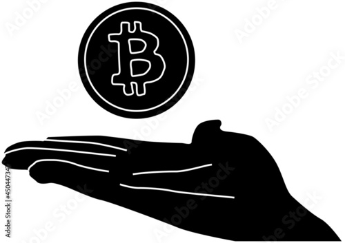 手の平にあるビットコインのシルエット