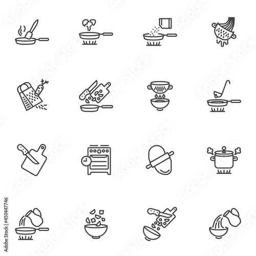 Cooking recipes vector icons set