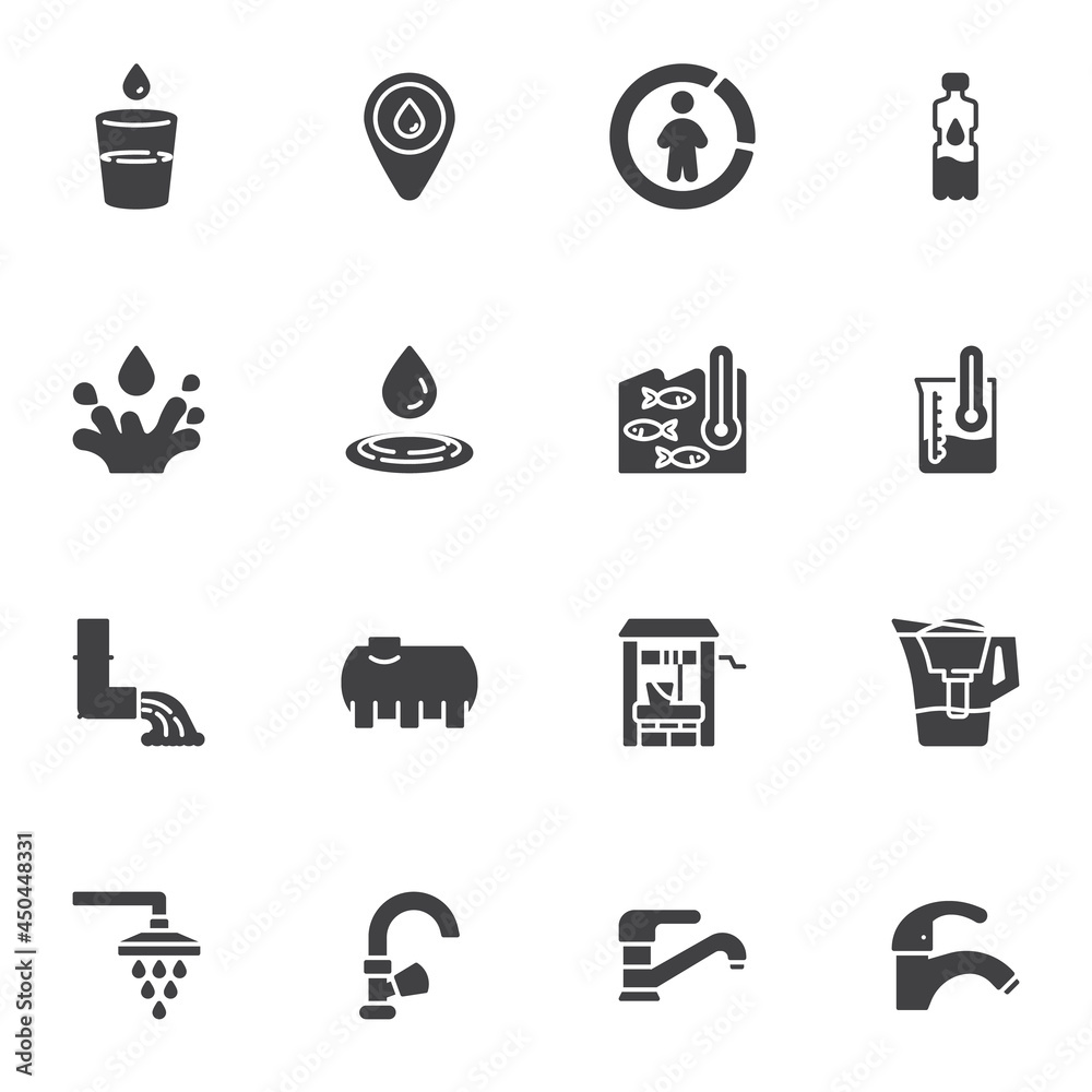 Water vector icons set Water vector icons set