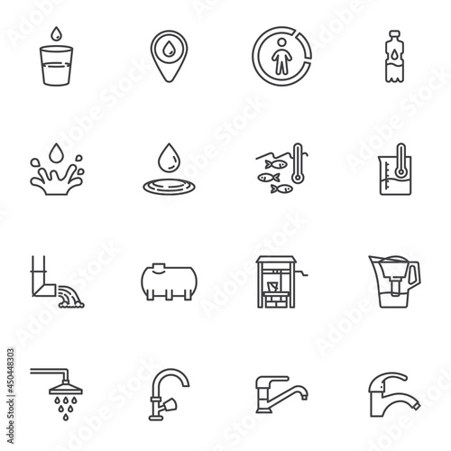 Wallpaper Mural Water line icons set Torontodigital.ca