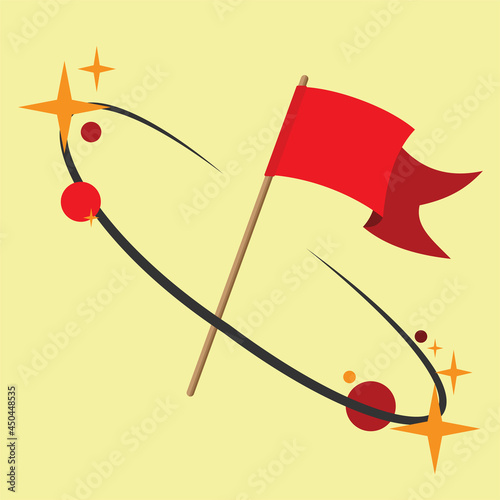 Red Flag vector illustration In poster style