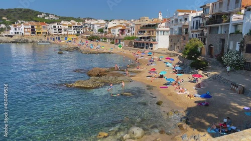 Beach in costa brava Calella de Palafrugell Tamariu Catalunya Spain fishing village Mediterranean sea transparent turquoise blue waters Catalan tourism in Girona