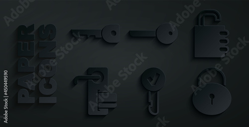 Set Key, Safe combination lock, Digital door, Lock, and icon. Vector