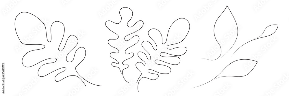 One Line Drawing Leaf. Minimal One Line Drawing One Line Drawing Leaf. Minimal One Line Drawing