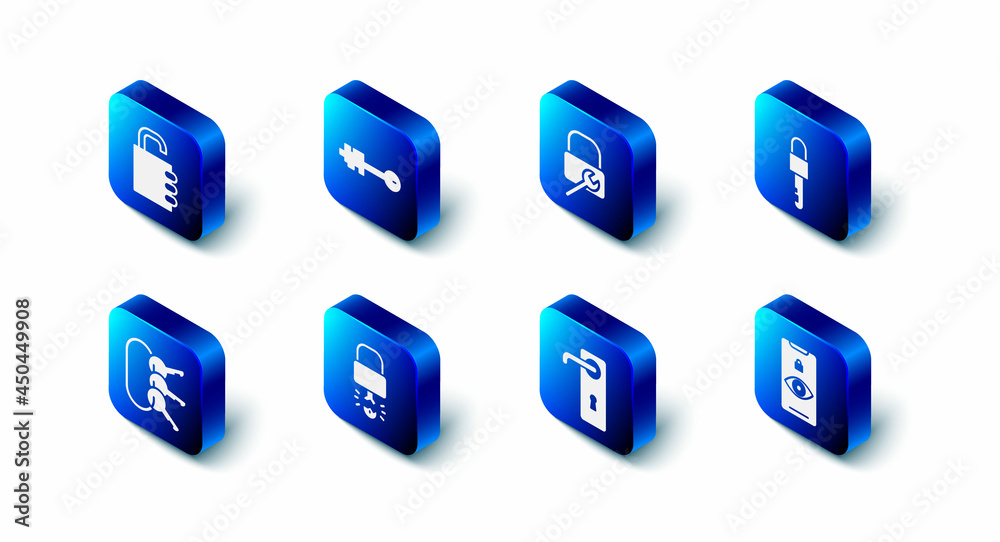 Set Old key, Lock repair, Locked, Eye scan, Door handle, Key broke inside of padlock, Bunch keys and Safe combination icon. Vector Set Old key, Lock repair, Locked, Eye scan, Door handle, Key broke inside of padlock, Bunch keys and Safe combination icon. Vector
