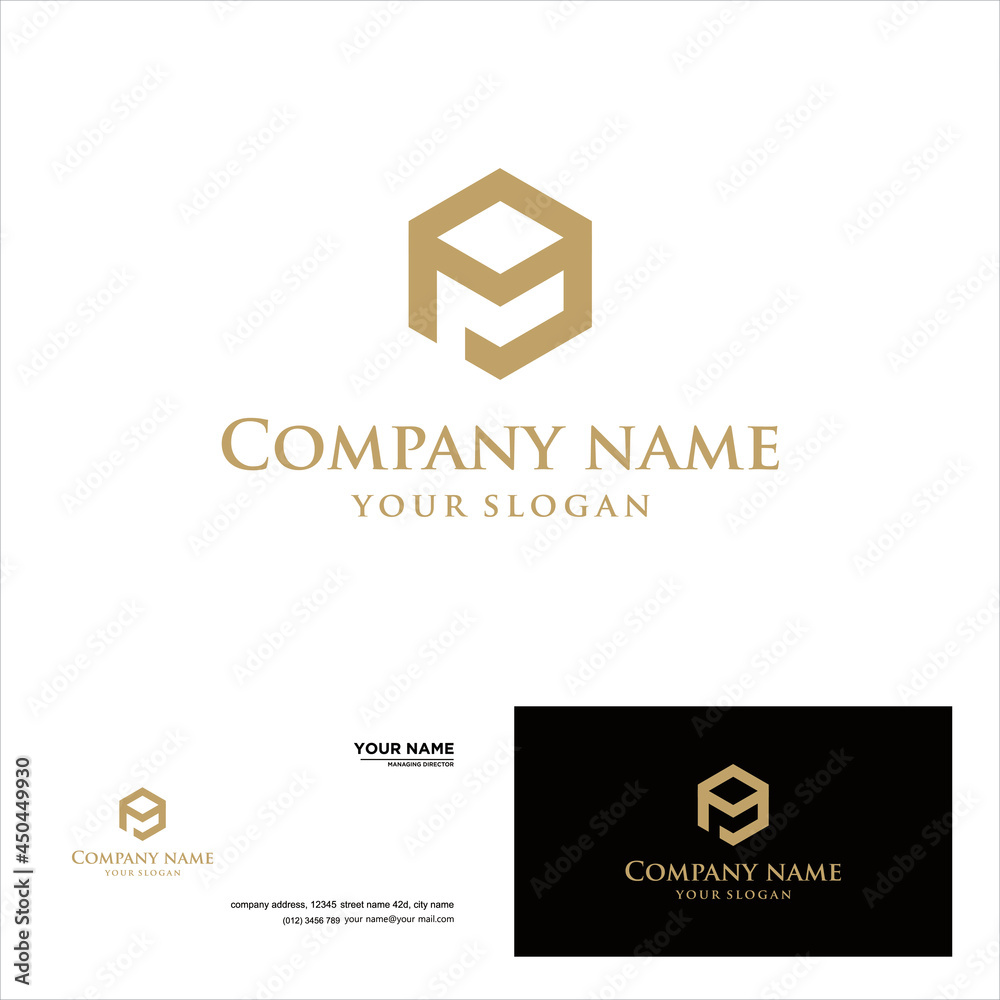 creative simple logo design letter pm or mp