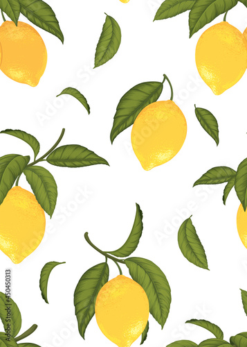 Seamless pattern of Lemon fruit background template. Vector set of lemon element for advertising, packaging design of lemon tea products and fashion design.
