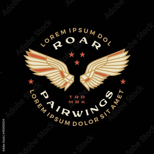 double wing badge logo vector icon illustration
