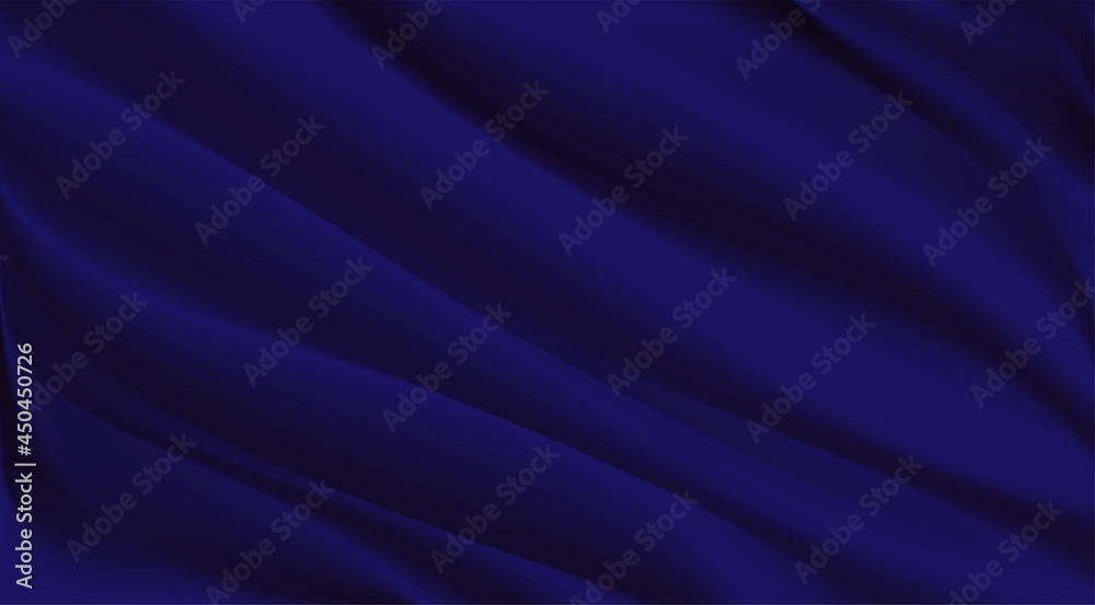 Fototapeta premium The luxury of dark blue fabric texture background.Closeup of rippled silk fabric.Abstract white cloth or liquid wave vector background.Cloth soft wave. Creases of satin, silk, and cotton.