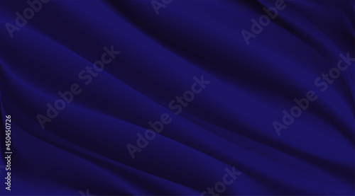 The luxury of dark blue fabric texture background.Closeup of rippled silk fabric.Abstract white cloth or liquid wave vector background.Cloth soft wave. Creases of satin, silk, and cotton.