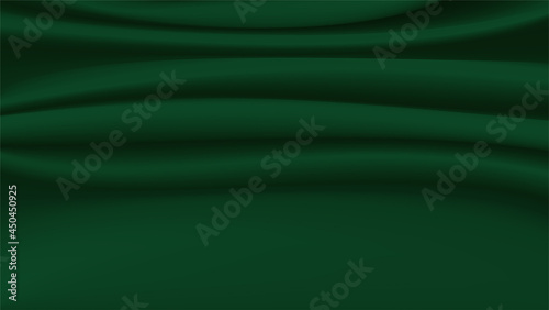 Abstract silk vector background.Luxury cloth or liquid soft wave.Dark green fabric texture.Creases of satin, ripple and Smooth elegant cotton.Silky surface 3d material for product advertising design
