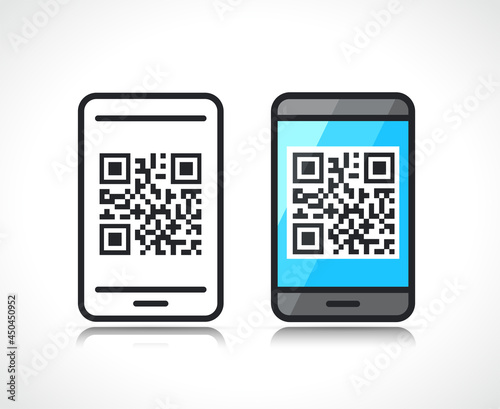 qr code on smartphone icon