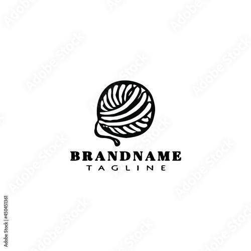 ball of yarn logo black template icon vector illustration
