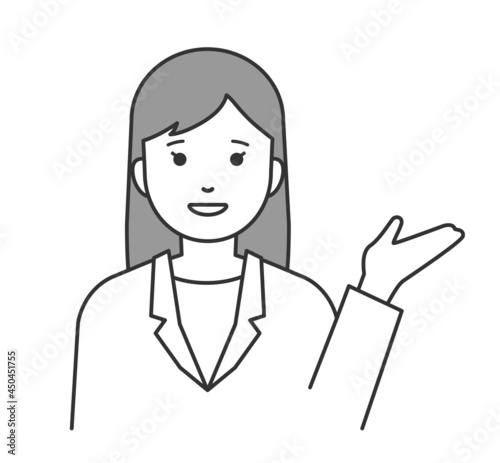 案内するビジネスウーマンのイラスト
