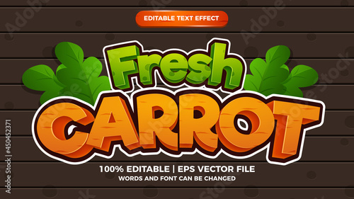 Fresh carrots editable text effect comic cartoon games style